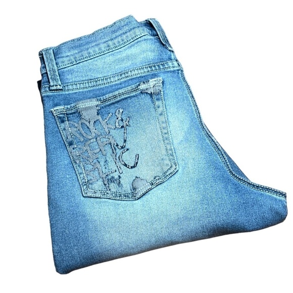 ROCK and REPUBLIC Jeans Mens 34x32 Blue Denim Straight Stretch Faded Grunge - Picture 12 of 14